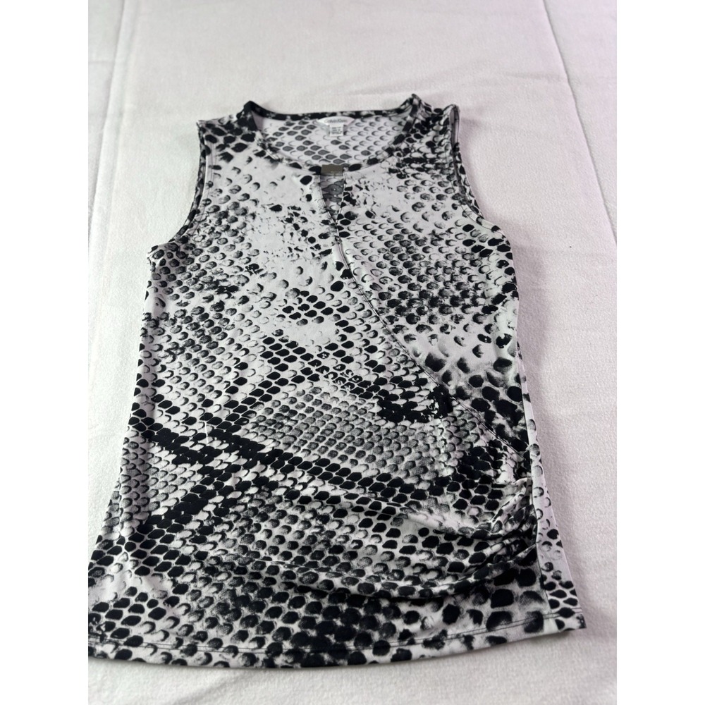 CALVIN KLEIN ANIMAL Snake PRINT SLEEVELESS SHIRT BLOUSE TOP WOMEN'S SZ XS